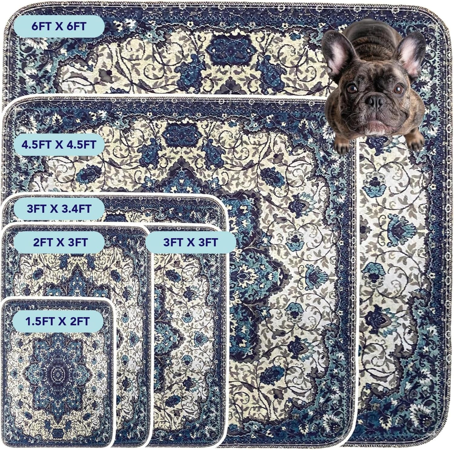 PUPIBOO Washable Pee Pads for Dogs & Cats - Super Absorbent, 100% Waterproof & Non-Slip Training Pads
