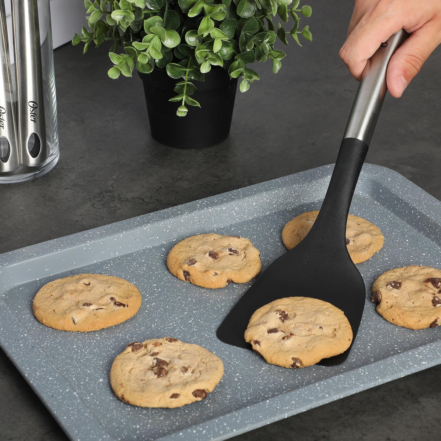 Oster Baldwyn 13" Nylon Turner Spatula - Black w/Stainless Steel Handle