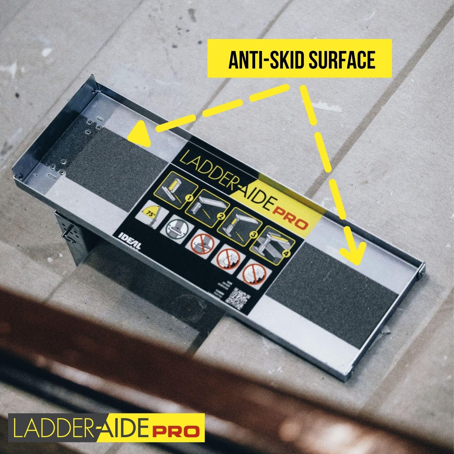 Ideal Security Foldable Ladder-Aide PRO: Fits Steps 4.921" to 7.875" High, Ladder Extender, Accessories, Stabilizer, Leveler for Single and Extension Ladders