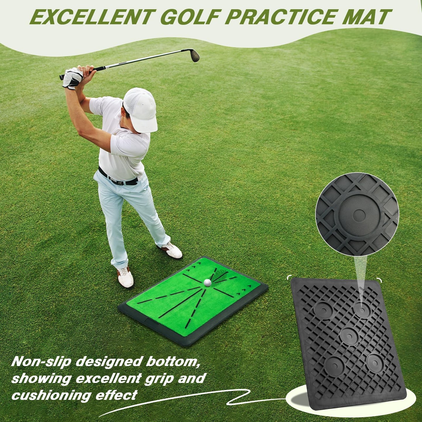 Golf Net, 10x7FT Golf Practice Net with Swing Mat, Golf Hitting Net for Backyard Driving, Indoor/Outdoor Training Chipping Aid Nets with Targets, Gifts for Men/Dad/Him