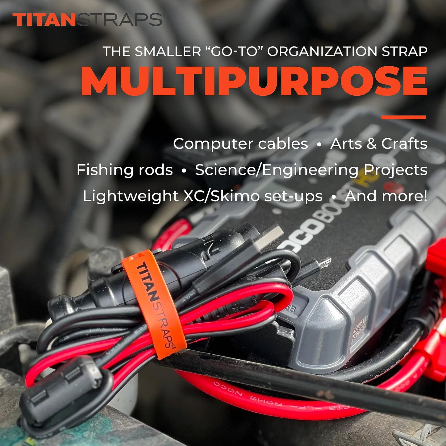 Titan Utility Straps – Mini Straps Set to Organize Computer Cables, Arts & Crafts, and Fishing Rods (15" Length / 4-Pack, Slate)