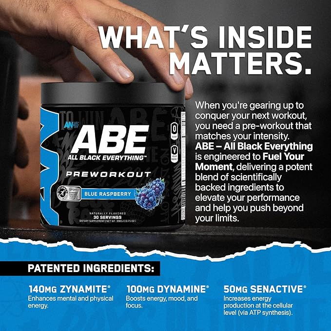 All Black Everything Pre Workout Powder | 30 Servings | Sour Gummy Bear | 350mg Caffeine | Nootropic Pre-Workout Blend | Beta Alanine + Citrulline | Energy Supplement for Men and Women