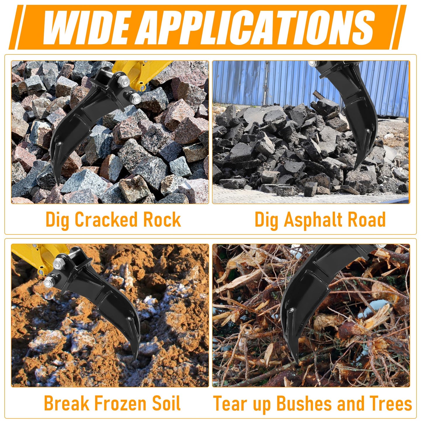 NULTRUMA Mini Excavator Ripper Attachment, Single Hook Backhoe Scarifier for 1-1.5 Ton Excavators | 90mm (3.54") Span | 25mm (0.98") Hole | 88mm (3.46") Center Wheelbase | Includes Pins