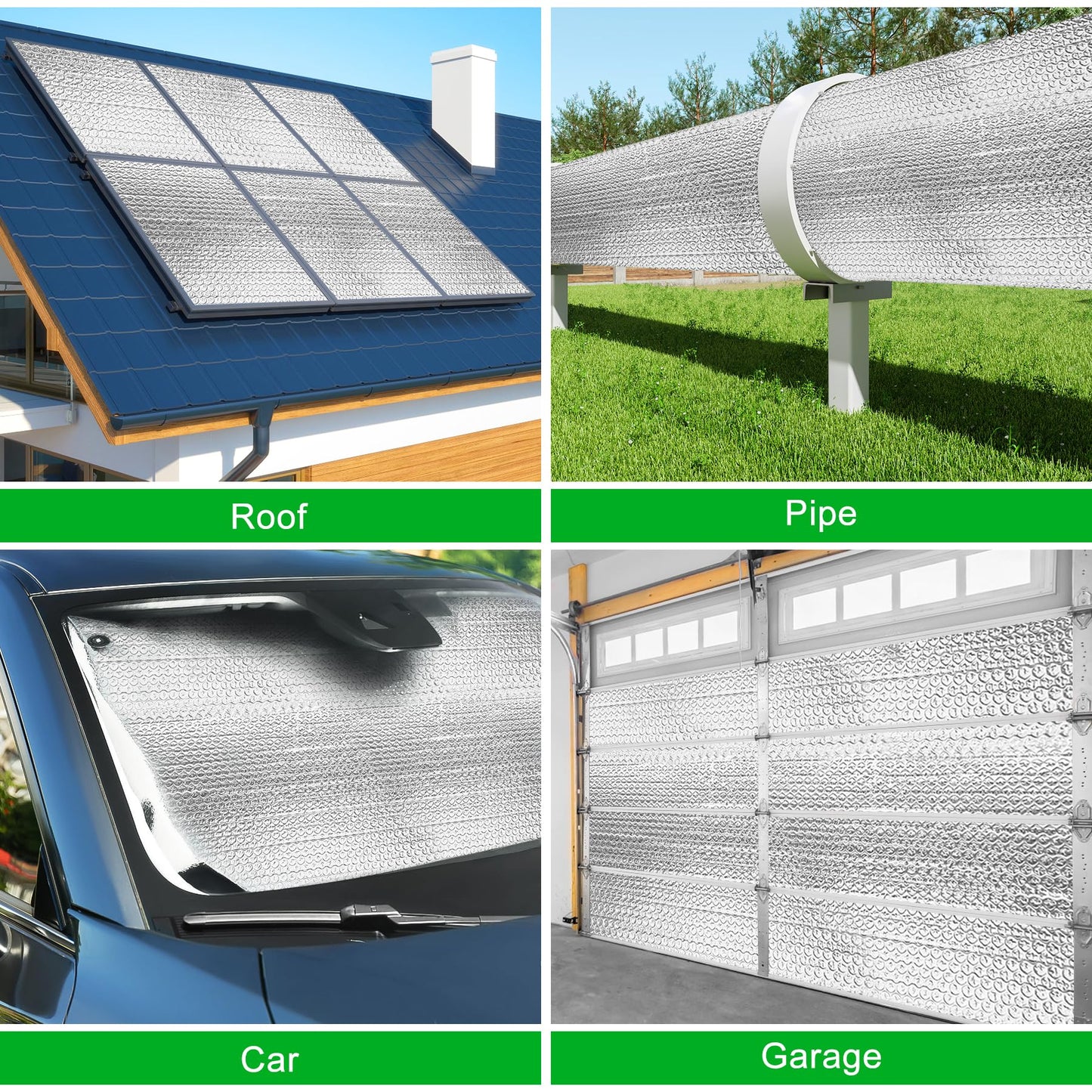 24P Garage Door Insulation Panels Kit 0.24"T Double Bubble Reflective Aluminum Foil 6MM Sheet Thermal Pre-Cut Insulation Shield 240 Tapes Winter Cold and Summer Heat for Attic Garage Wall (24" x 48")