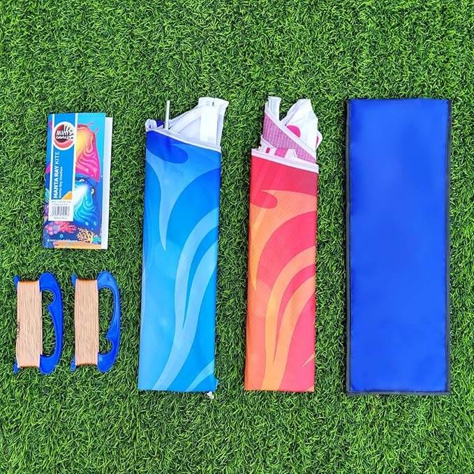 Mint's Colorful Life Devil Fish Kite for Kids and Adults，Easy to Fly Delta Kites Single Line Large, 300ft Kite String Handle Include