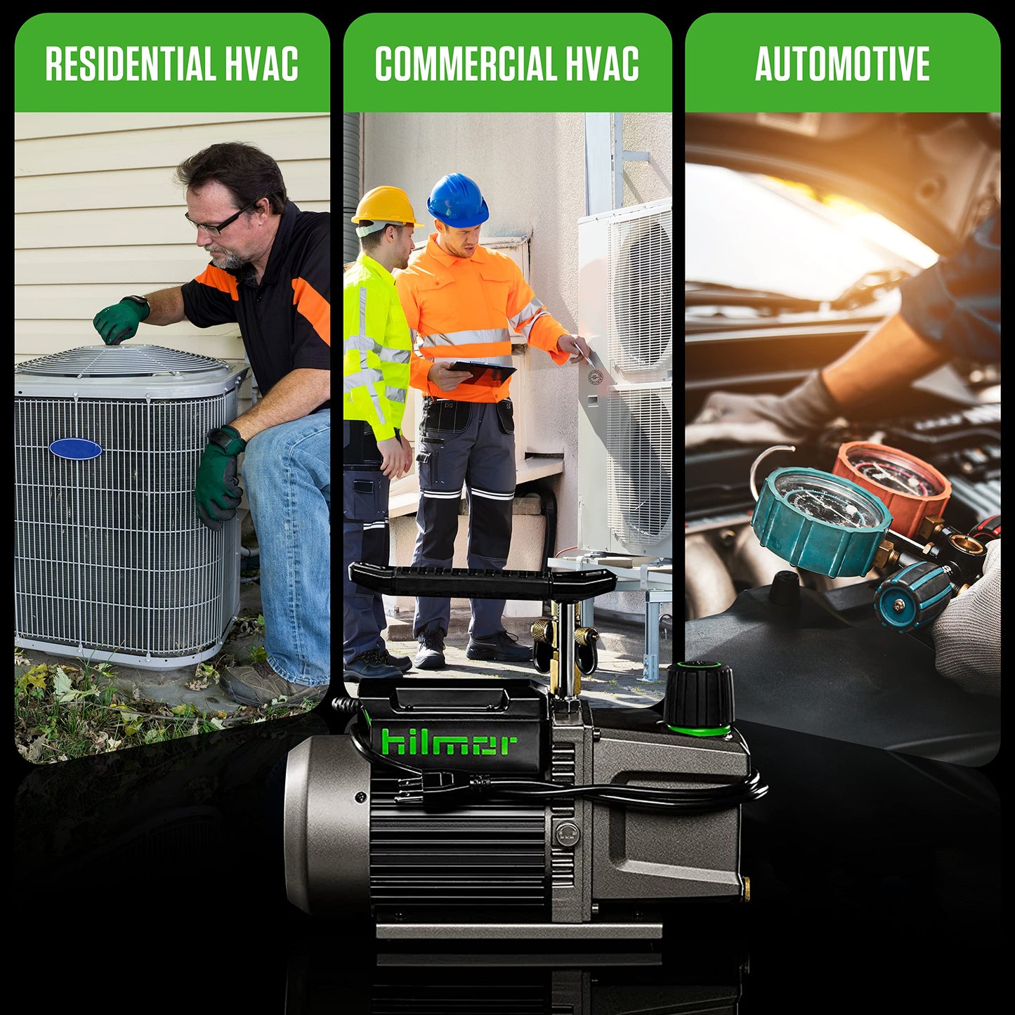hilmor BVP2CFM 2CFM Battery Powered Vacuum Pump for HVAC Tools and Equipment, 9Ah 18 Volts, 1/2 Horsepower, 11 oz. Oil Capacity A2L Compliant