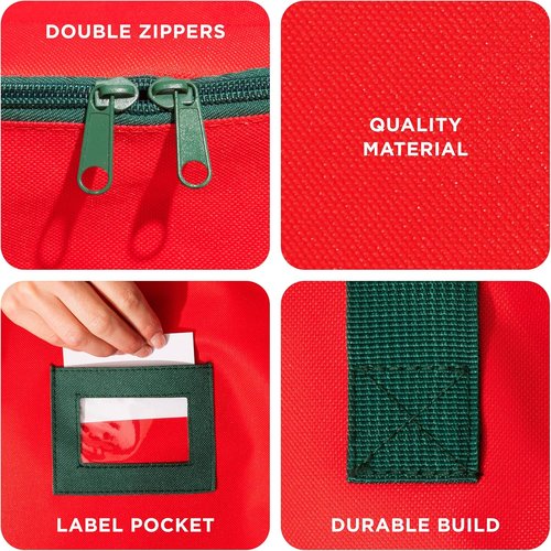 HOLDN’ STORAGE Premium Wreath Storage Bag - Durable Waterproof Christmas Container - 48"W x 8"D - Red