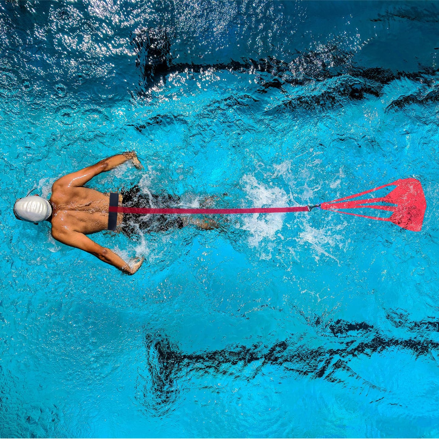 Swimming Training Set - Aquatic Resistance Belt, Parachute & Pool Harness Trainer - Stationary Swim Exercise Set - Accessory