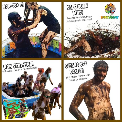 Instant MUD | Safe, Clean Fake Mud for Wrestling, Pies & Fun Runs - Makes 60 Gallons