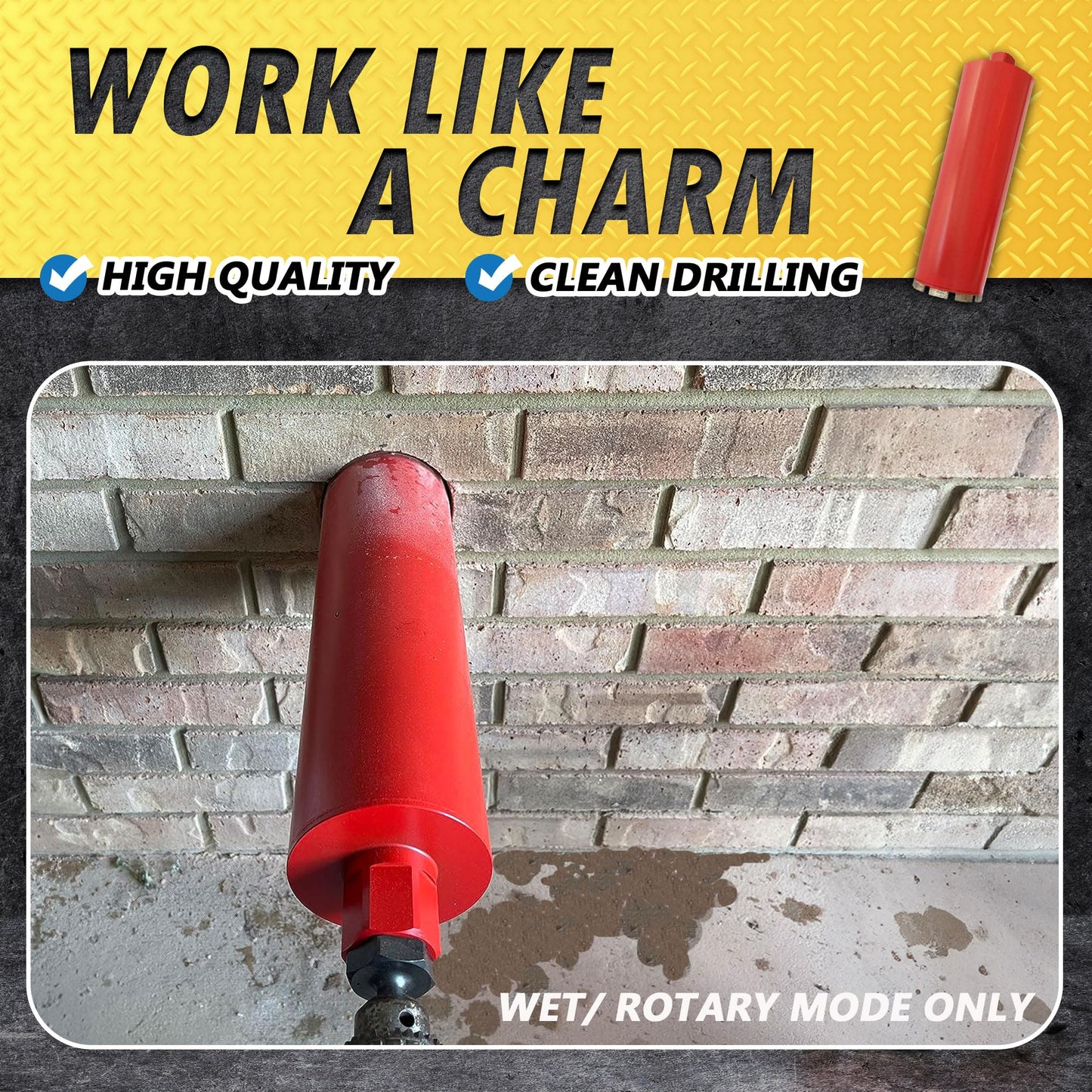 10" Wet Drill Core Bits for Concrete and Hard Masonry, 10mm Segment Height, 14" Drilling Depth, 1-1/4"-7 Arbor, Wet Only