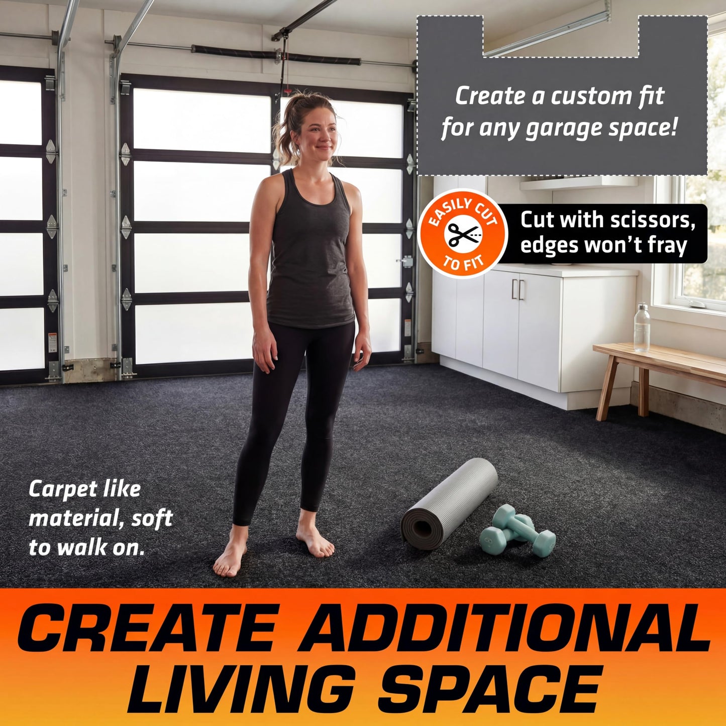 Armor All Garage Floor Mat (17' x 7'4"), Waterproof Garage Flooring, Absorbent, Premium Oil Spill Resistant Garage Pad, Durable, Protects Surfaces (Includes Double Sided Tape) (USA Made)