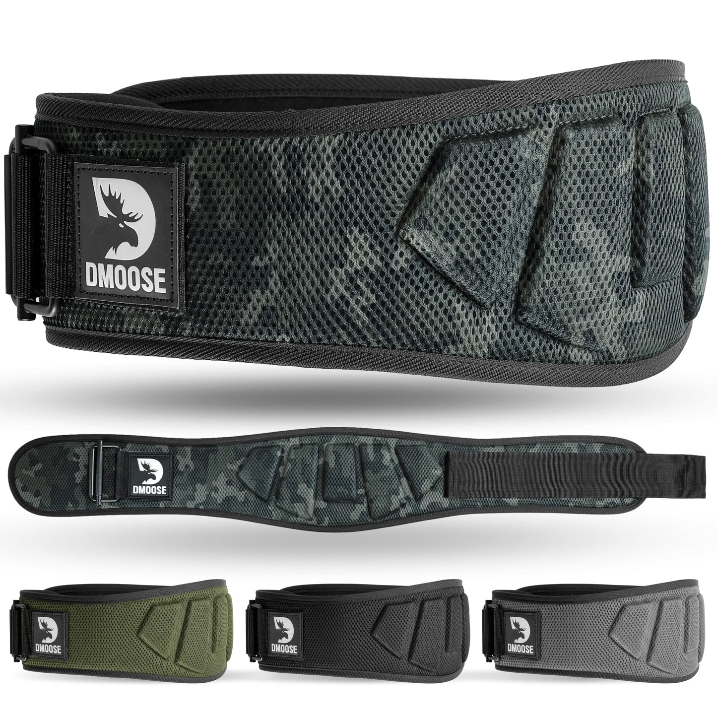 DMoose Fitness Weight Lifting Belt for Squats, Deadlift & Intense Workout - 6" Adjustable Fit Auto Lock Weightlifting Belt for Men & Women - Neoprene Gym Belts for Stability (Black Camo 2.0)