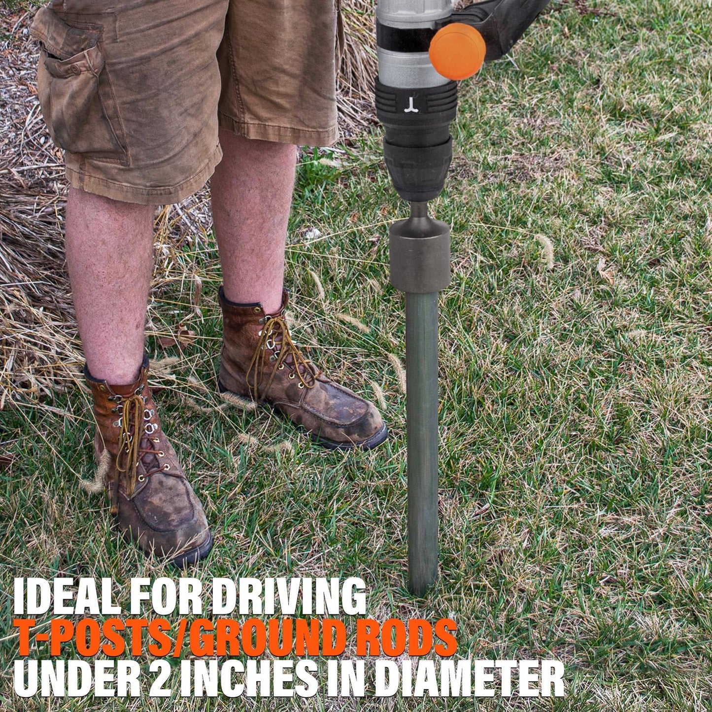 Berserker 25-Pound SDS-Max Demolition Jack Hammer with SDS Max T-Post Driver, 2 Inch Diameter Head for Driving T Posts, Fence Posts and Ground Rods
