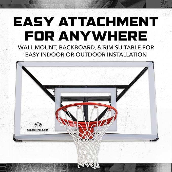 Silverback NXT 54" Wall Mounted Adjustable-Height and Fixed Basketball Hoop with QuickPlay Design
