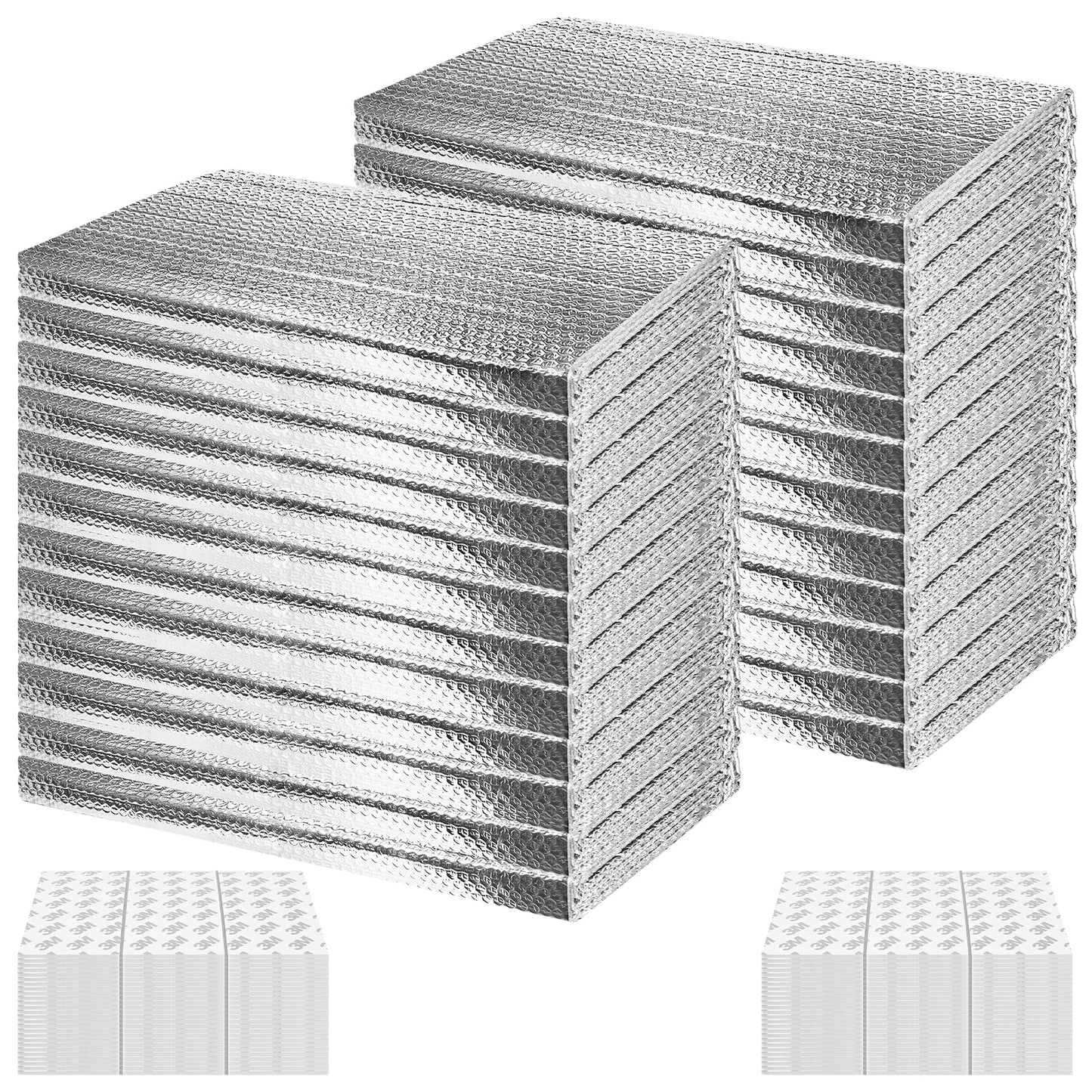 24P Garage Door Insulation Panels Kit 0.24"T Double Bubble Reflective Aluminum Foil 6MM Sheet Thermal Pre-Cut Insulation Shield 240 Tapes Winter Cold and Summer Heat for Attic Garage Wall (24" x 48")