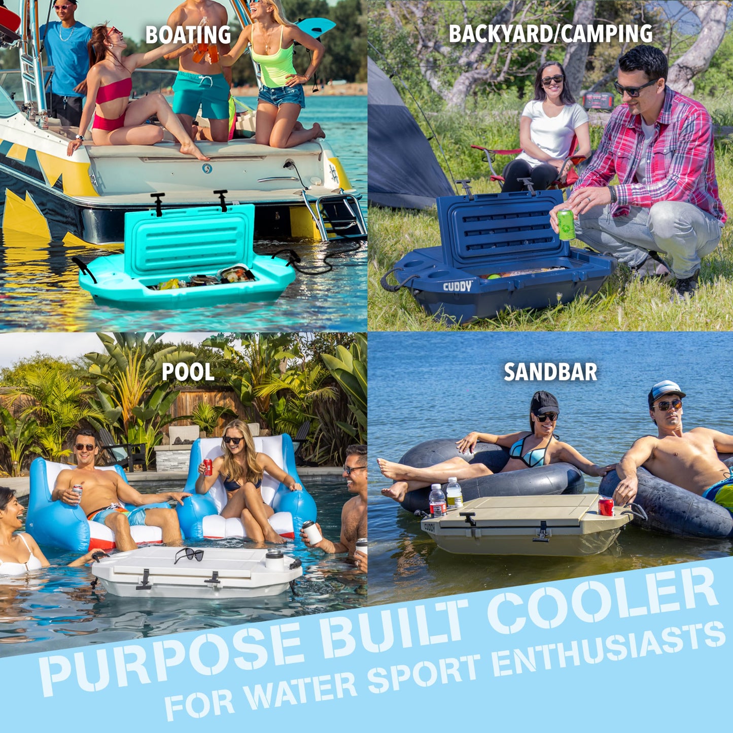 Cuddy Floating Cooler and Dry Storage Vessel for Land & Water – 40QT– Great for River, Beach, Kayak, Pool, & Lake - Seafoam