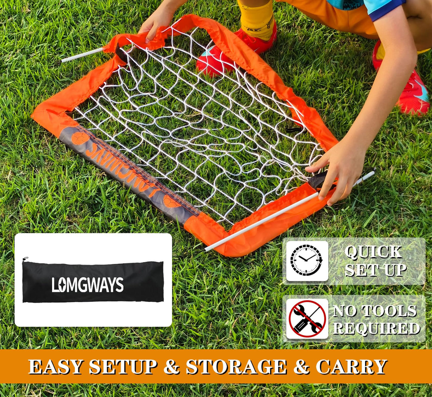 Soccer Goal for Backyard,Mini Soccer Goal with Size 1 Soccer Ball,Pump,Ground Stakes,Carrying Bag, Perfect for Backyard,Court,Field,Easy Set up,Great for All Levels