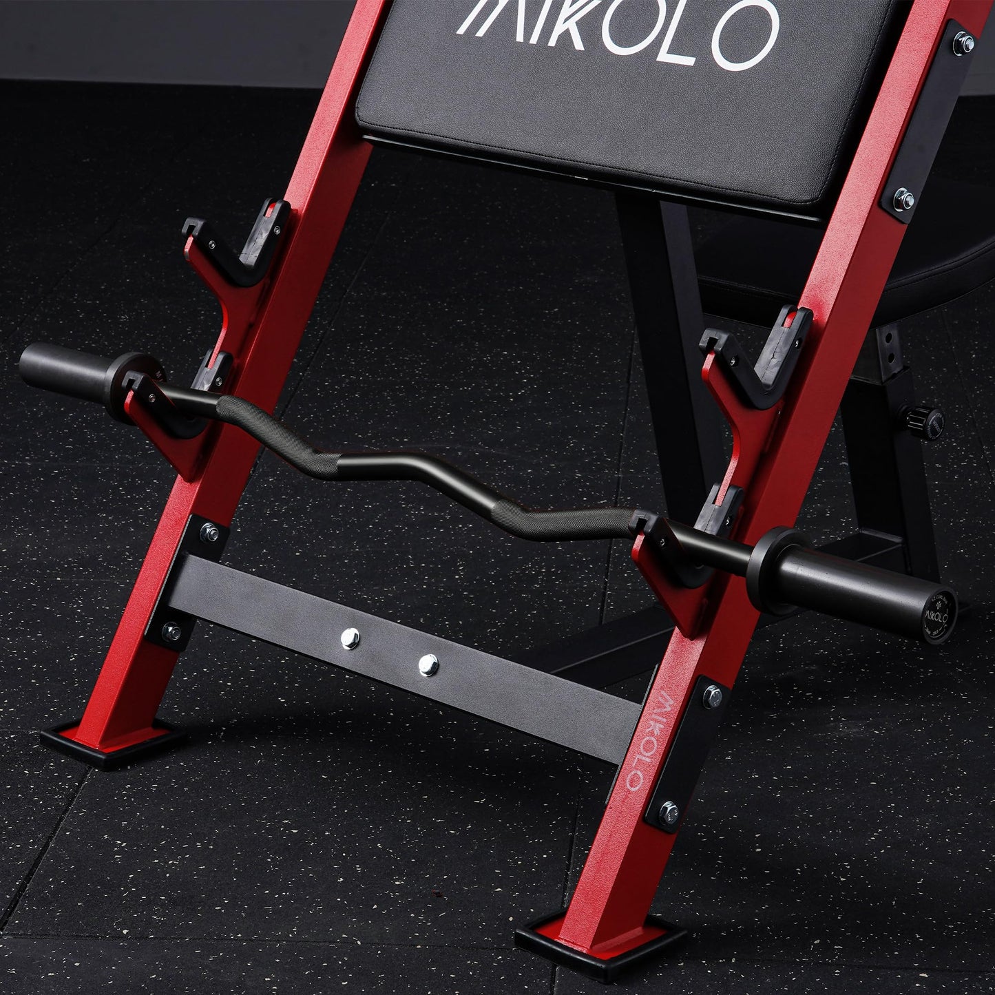 Mikolo EZ Curl Bar, 2 Inch Olympic Curl Bar for Biceps and Triceps, 47” Curling Bar with Knurled Grip, 700LB Barbell Bar with Multi-Angle Wrist-Friendly Design, Black