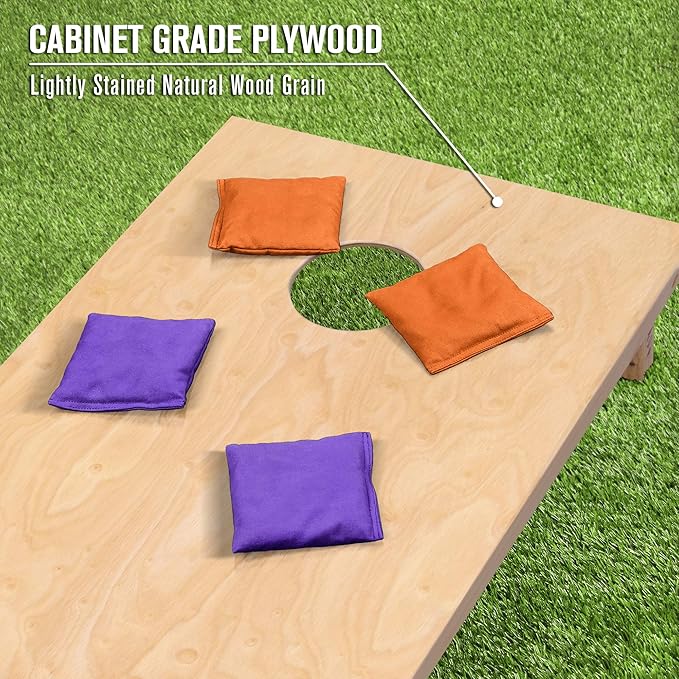 GoSports Regulation Size Wooden Cornhole Set with Natural Wood Finish - Includes Carrying Case