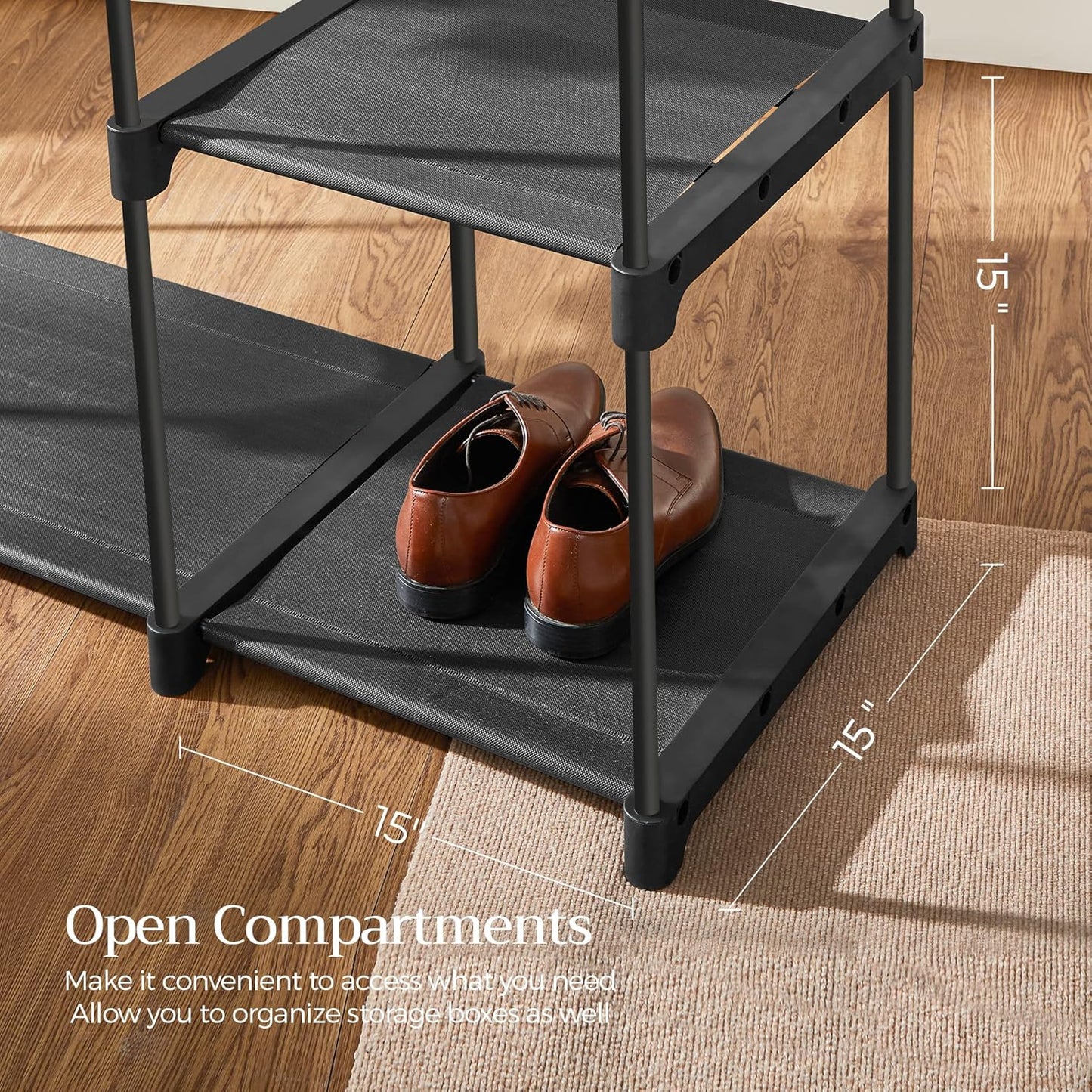 SONGMICS Portable Closet - Freestanding Clothes Organizer with Shelves & Hanging Rods | Black, 44.1 x 16.9 x 65 Inches
