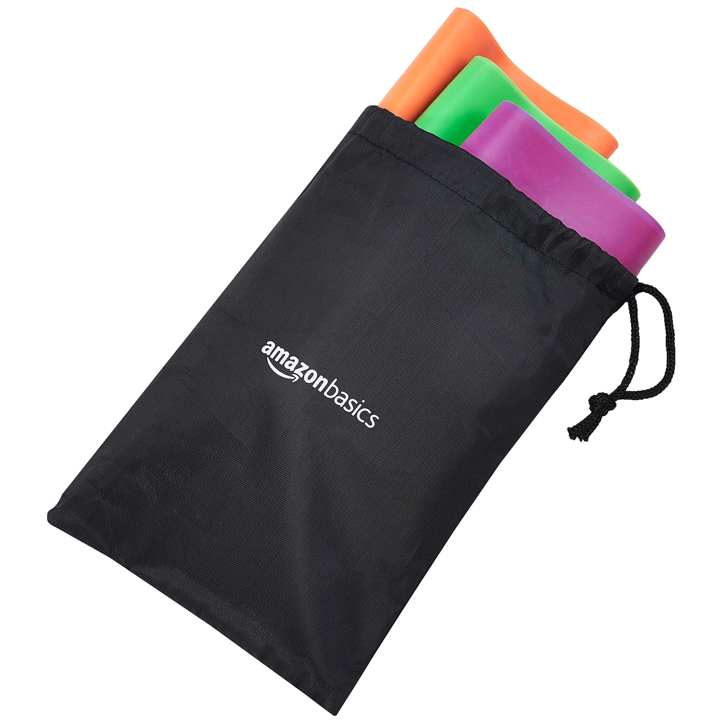 Amazon Basics Resistance Bands for Stretching, Strength Training and Exercise, Set of 3, Orange/Green/Pink