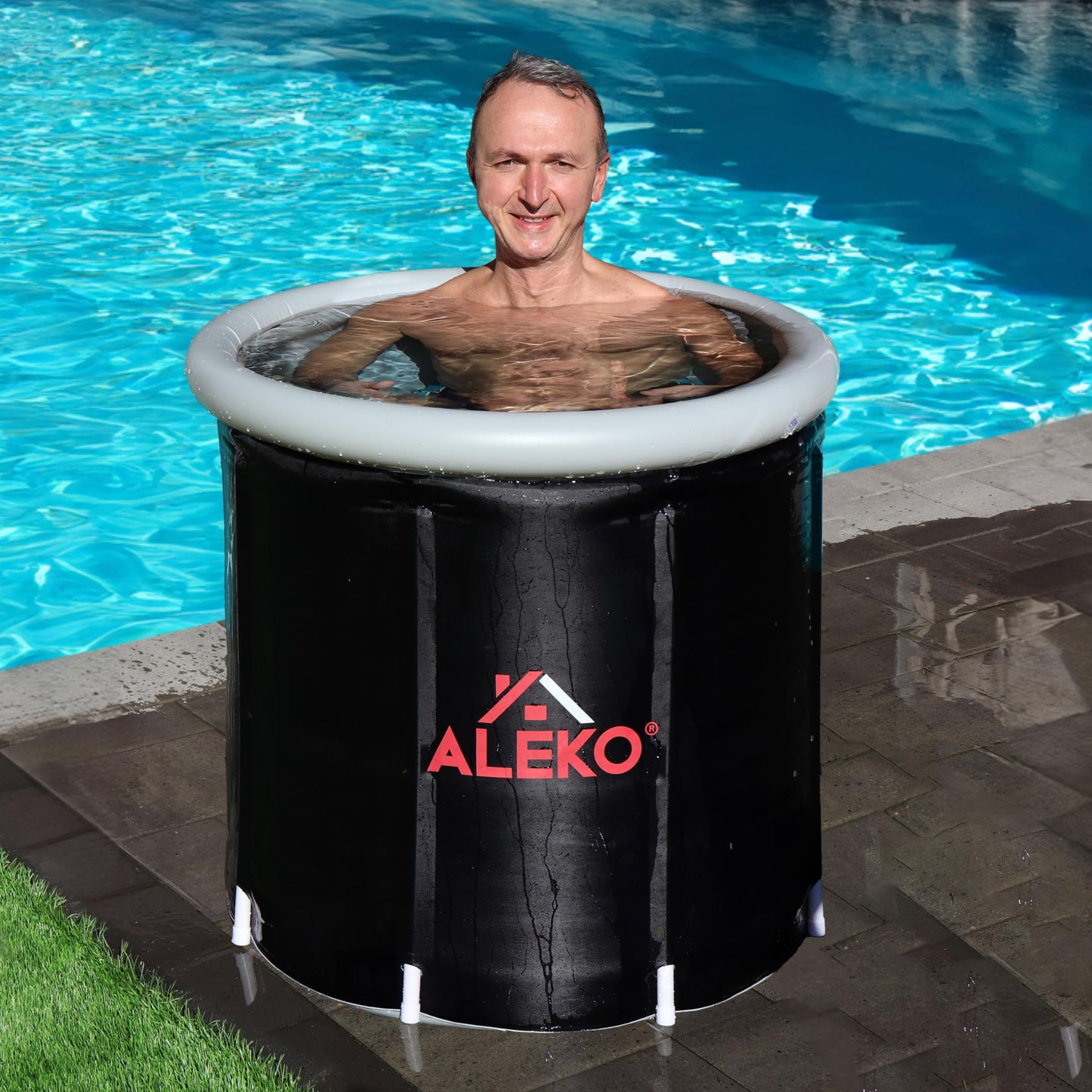 Ice Bath Tub | Cold-Plunge Therapy | Cold Plunge Tub | Up-Right Ice Bath | 118 Gallon Water Capacity | Steps & Cover Included | 37.5" x 33.25"