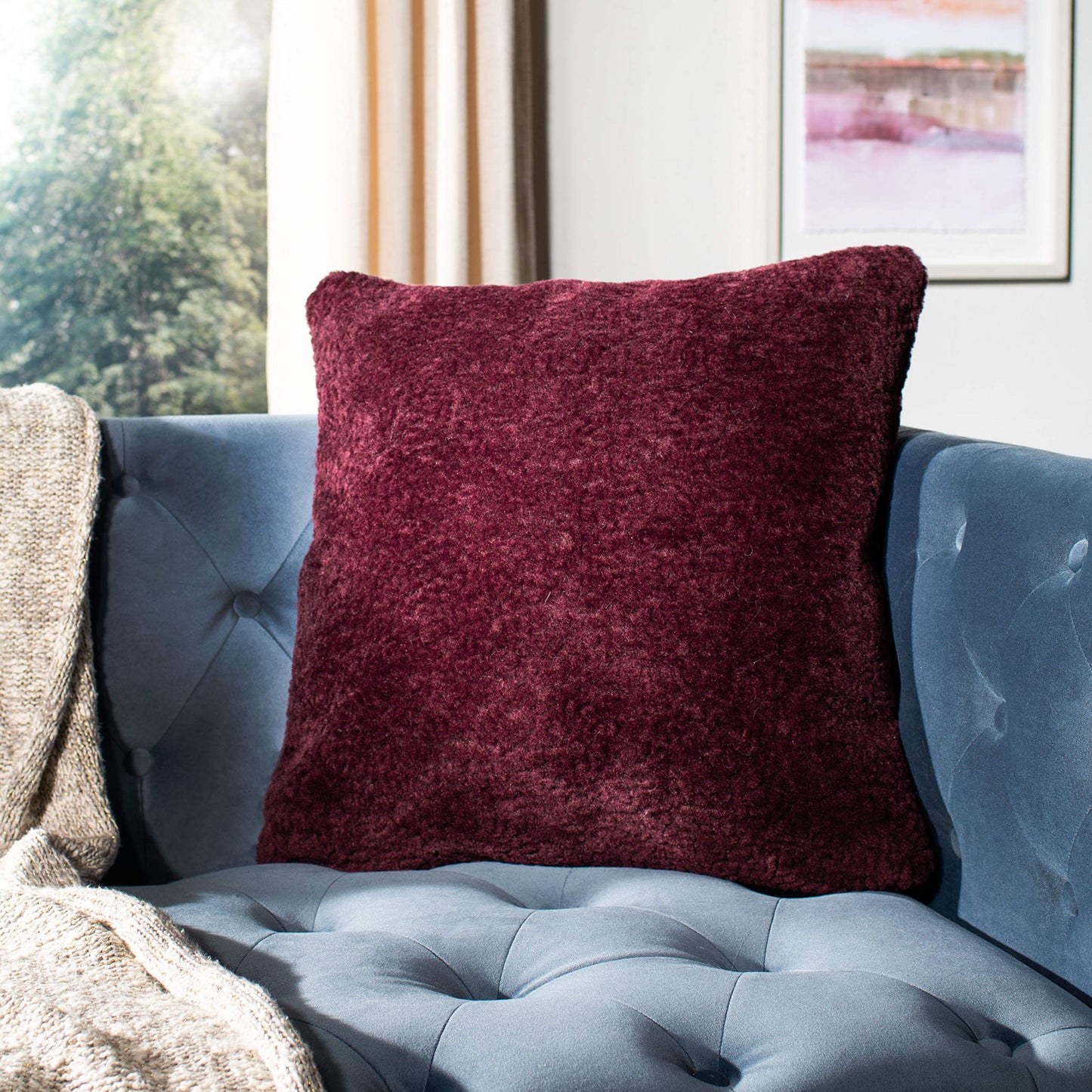 SAFAVIEH Home Barica Dark Red Merlot 20-inch Decorative Pillow