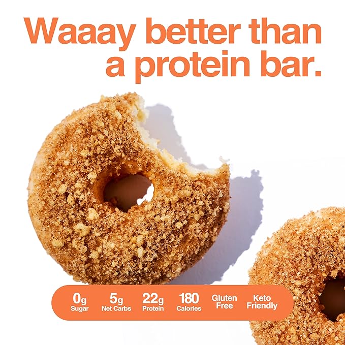 Legendary Foods 22gr Protein Donuts - Crumbly Cinnamon 8x (2 Donuts per Pack), High Protein, Zero Sugar, Gluten Free, Low Carb, Keto Friendly Snack, Healthy Donut for GLP-1, Diabetic, Bariatric Diets