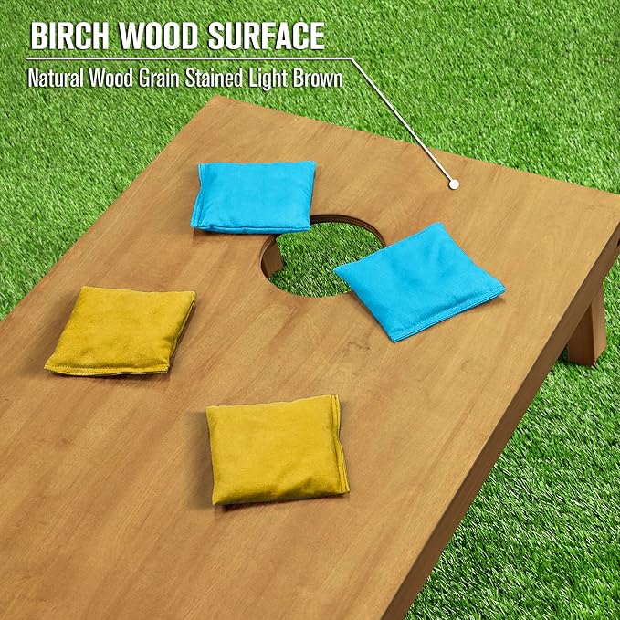 GoSports 4 ft x 2 ft Regulation Size Wooden Cornhole Boards Set - Includes Carrying Case - Full Regulation Size Bean Bag Toss Boards