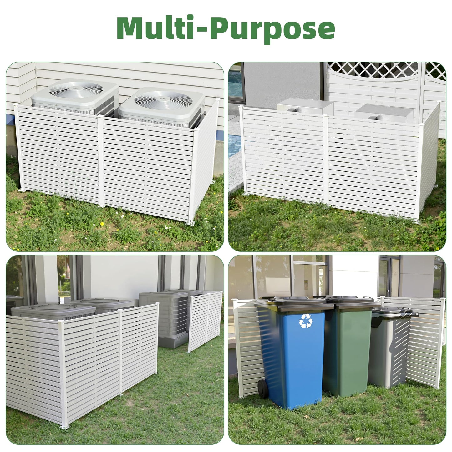 Trygoal 94" W x 48" H Air Conditioner Fence Panels, Outdoor Privacy Screens, Pool Equipment Enclosure, Trash Can Screens Fence Kit for Outside Backyard Patio, White