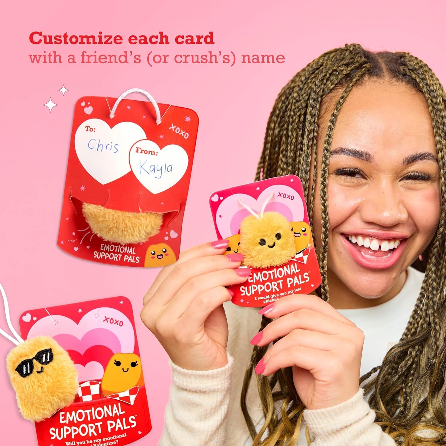 Relatable Emotional Support V-Day Nugget Cards - 10 Plushies & Cards with Carrying Case | Perfect Valentine's Gifts for Kids & Friends