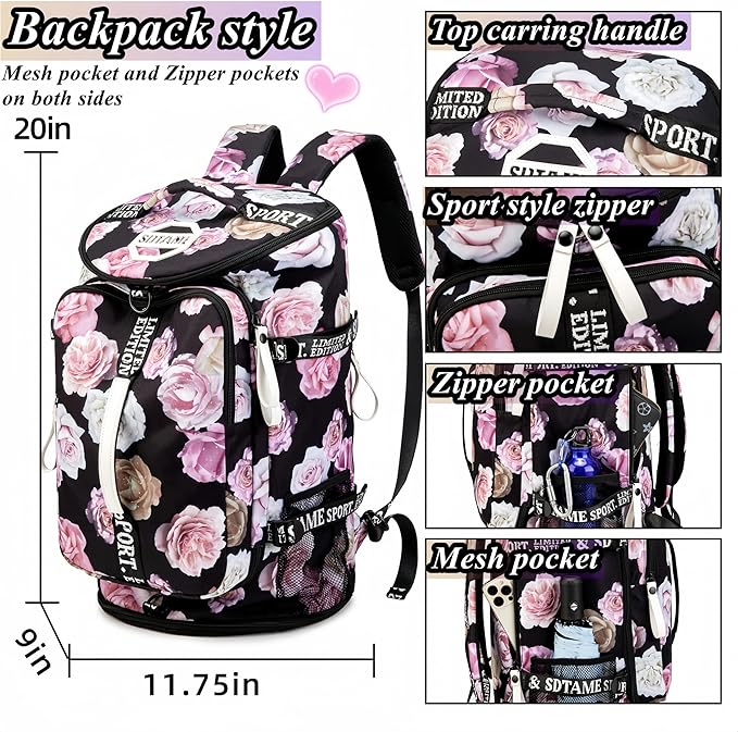 Gym Duffle Bag Backpack with Shoe Compartment,4 ways Travel Backpack for Women and Men,Multi-Functional Weekender bag with Waterproof Layer&Laptop Compartment for Fitness, Travel,Camping