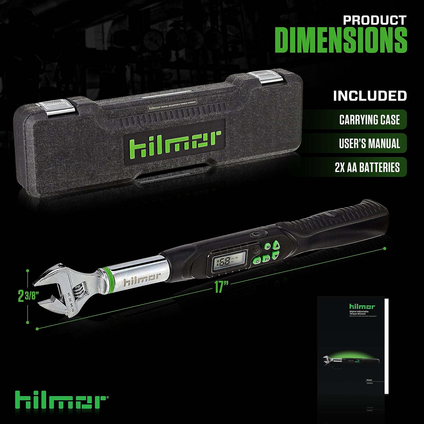 Hilmor 1963826 Digital Adjustable Torque Wrench for Mini-Split, HVAC Tools and Equipment, Digital LCD Screen, Light and Sound Indicators