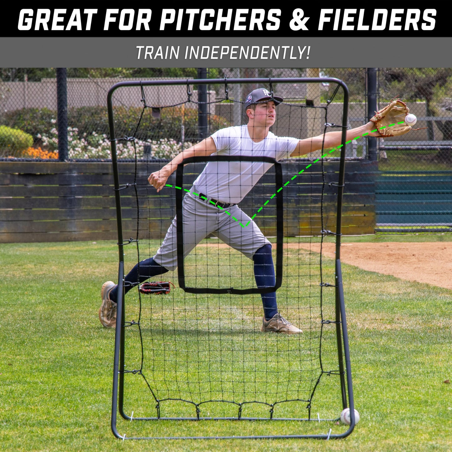 GoSports 5 x 3 ft Baseball & Softball Pitching and Fielding Rebounder - Pitch Back Return Net with Strike Zone