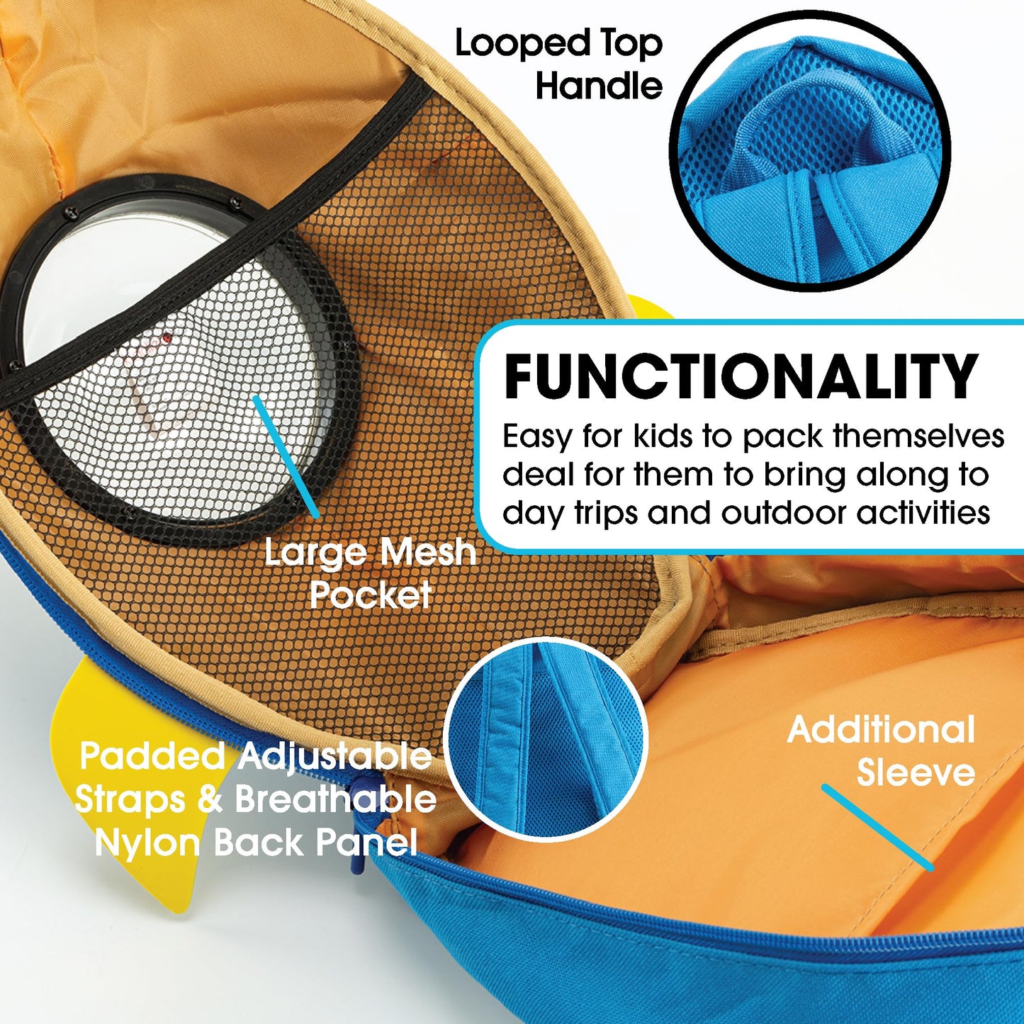 KIDDIETOTES Rocket Backpack for Toddlers, and Children - Perfect for Daycare, Preschool, Kindergarten, and Elementary School