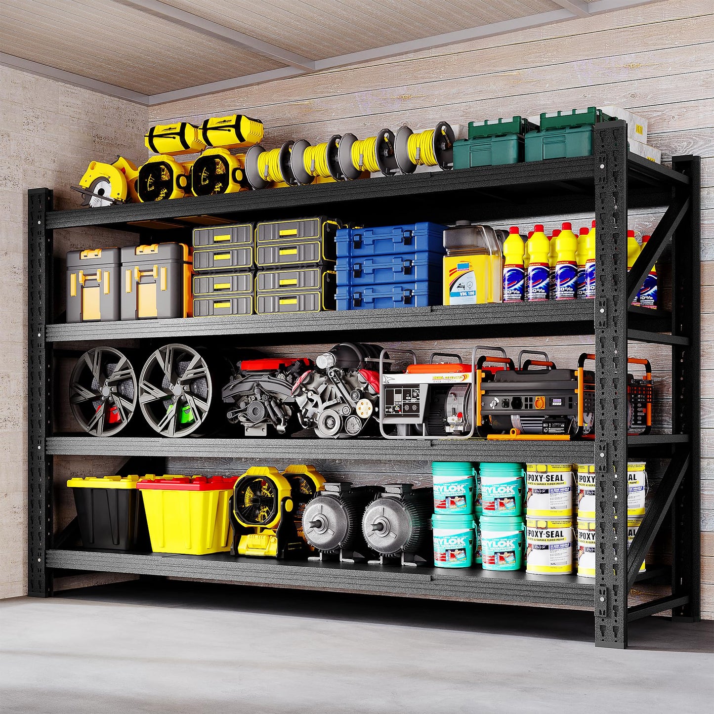 BYNSOE 71" W Garage Shelving Storage Shelves 5000LBS Metal Heavy Duty Garage Shelves Units Adjustable Storage Shelves for Industrial, Factory,71" W X 24" D X 69" H