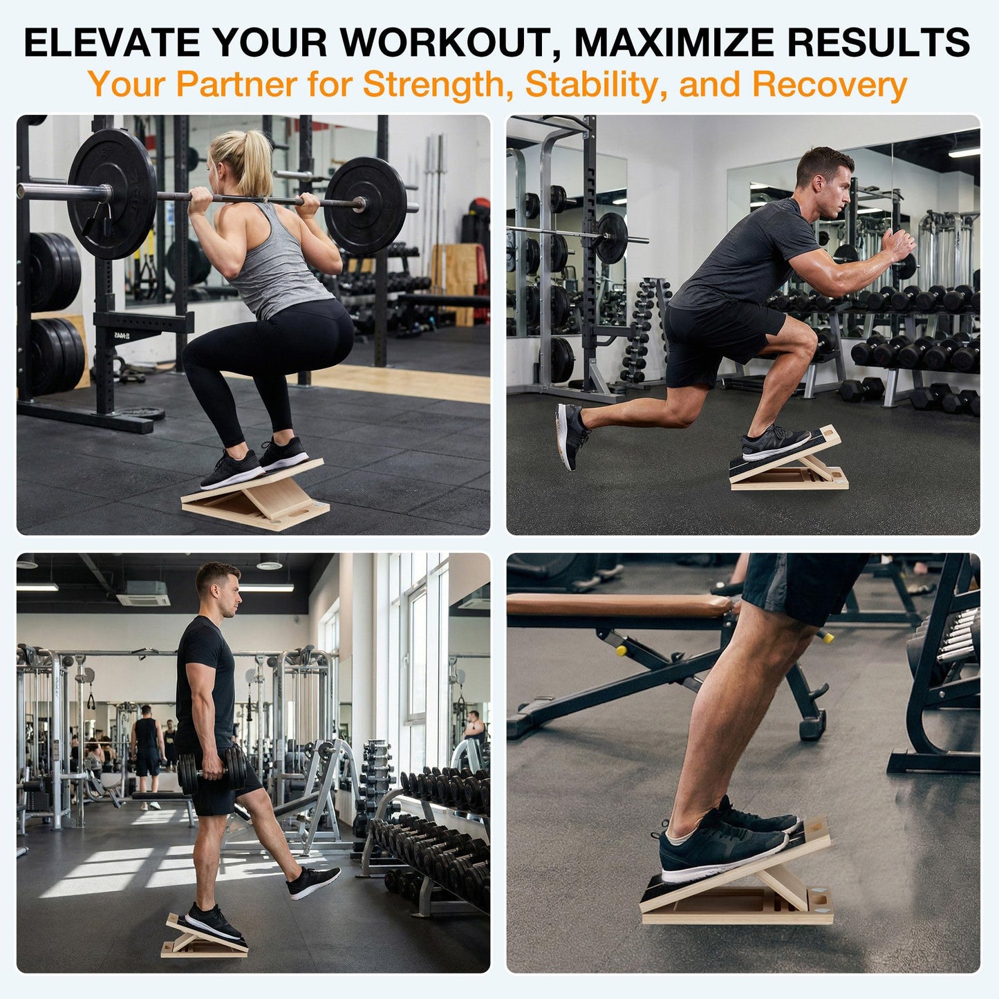 TEMI Slant Board for Calf-Stretching - Wooden Incline Wedge Stretcher for Squats, Foot & Ankle Mobility, Portable Fitness Equipment, Balance Block for Heel Stretch