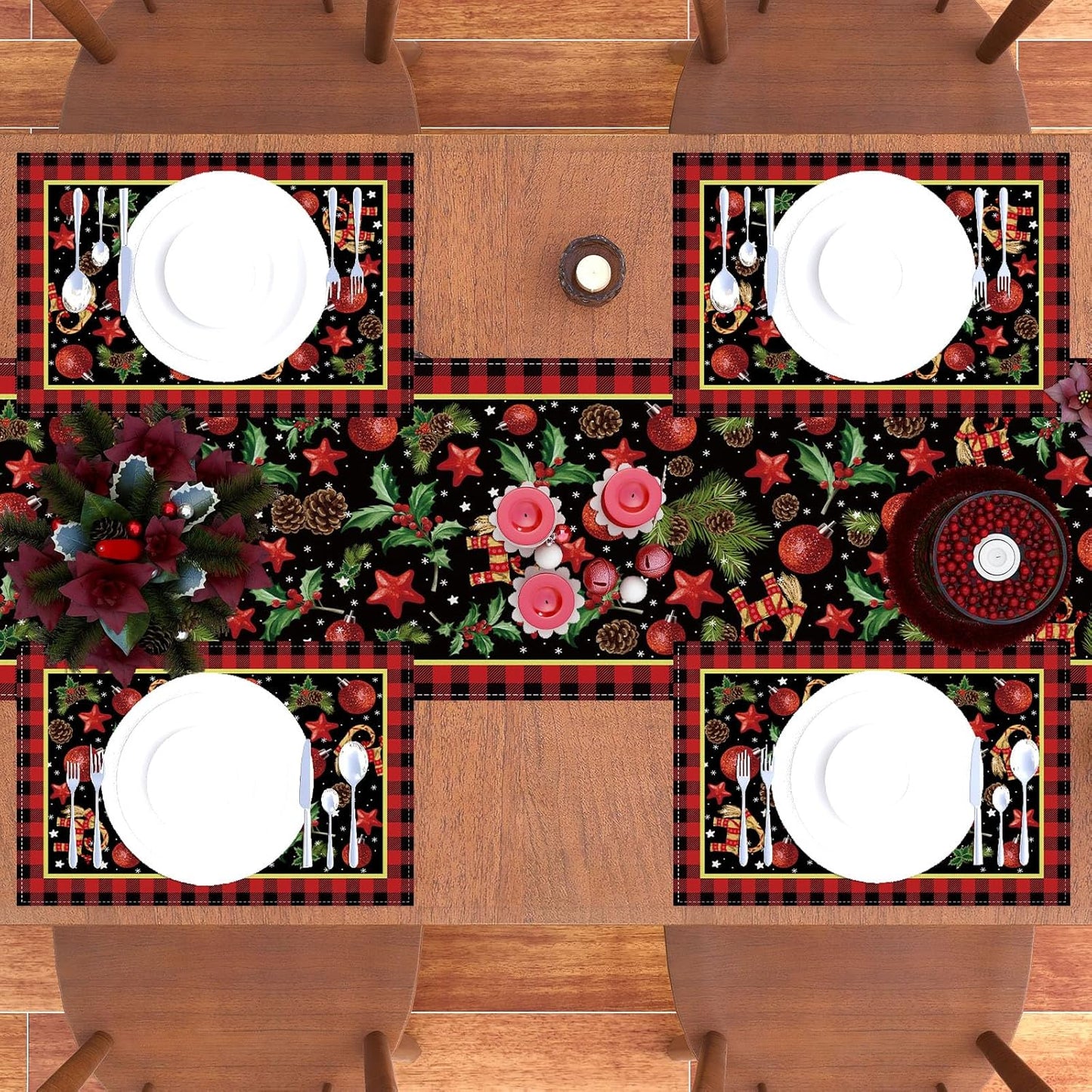 Yule Table Runner by Scandinavian Designs - Festive Pagan Christmas Decor | 13x72'' Mistletoe Design