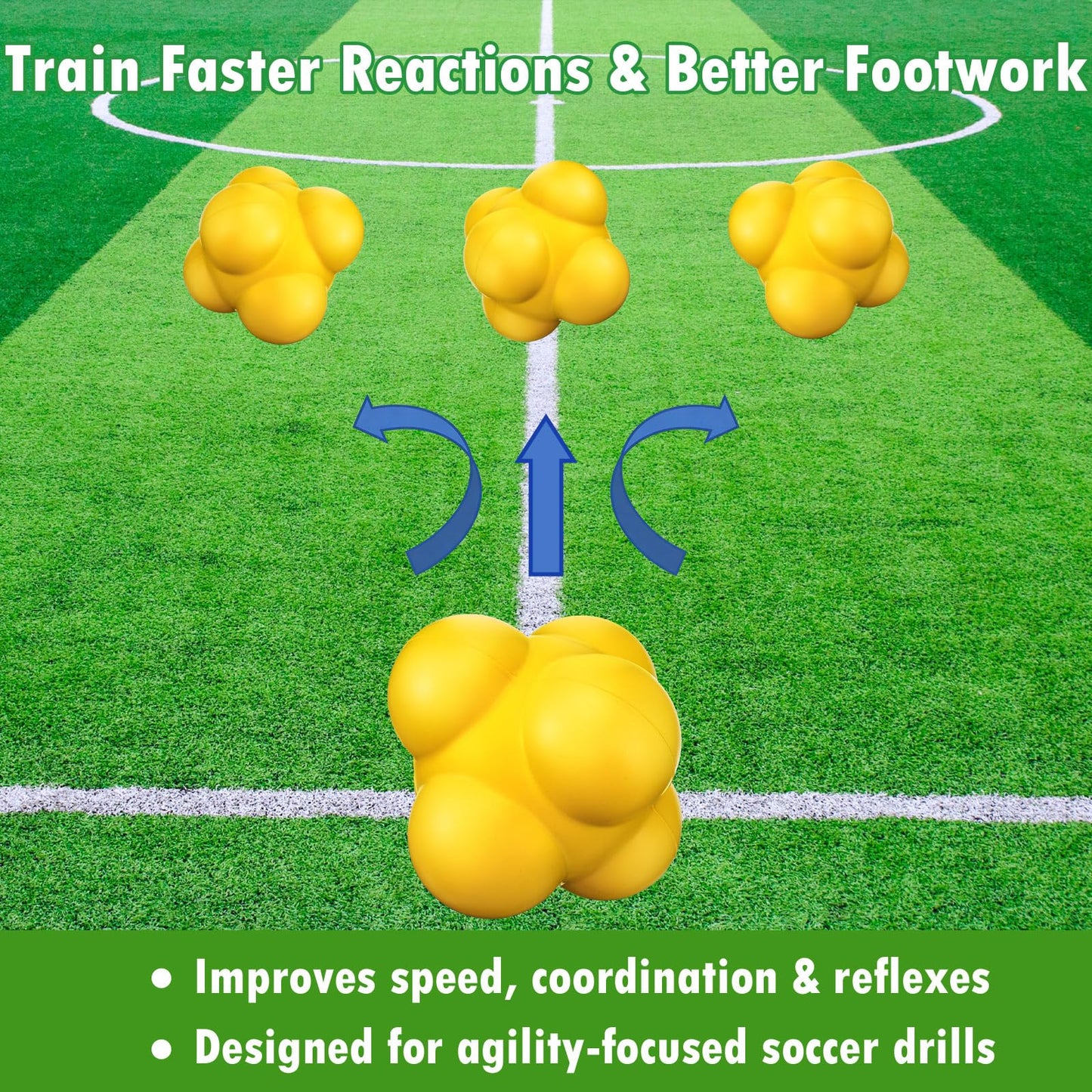 Arrowbash 8 Inch Soccer Agility Ball Reaction Ball Yellow Training Equipment for Speed Agility Coordination, Non Slip Design for Soccer Drills Fitness and Quick Footwork for Goalie Gifts