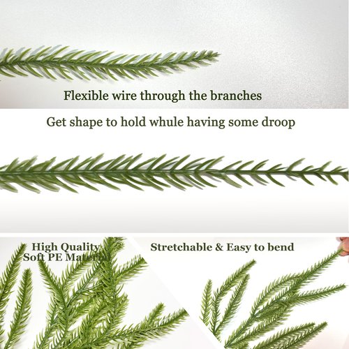 2026New 6FT Christmas Garland Norfolk Pine Garland Olive Garland Vine Wreath Real Touch Artificial Faux Greenery Wreath, for Table, Mantle, Wall, Indoor, Outdoor Christmas Decorations (1PC)