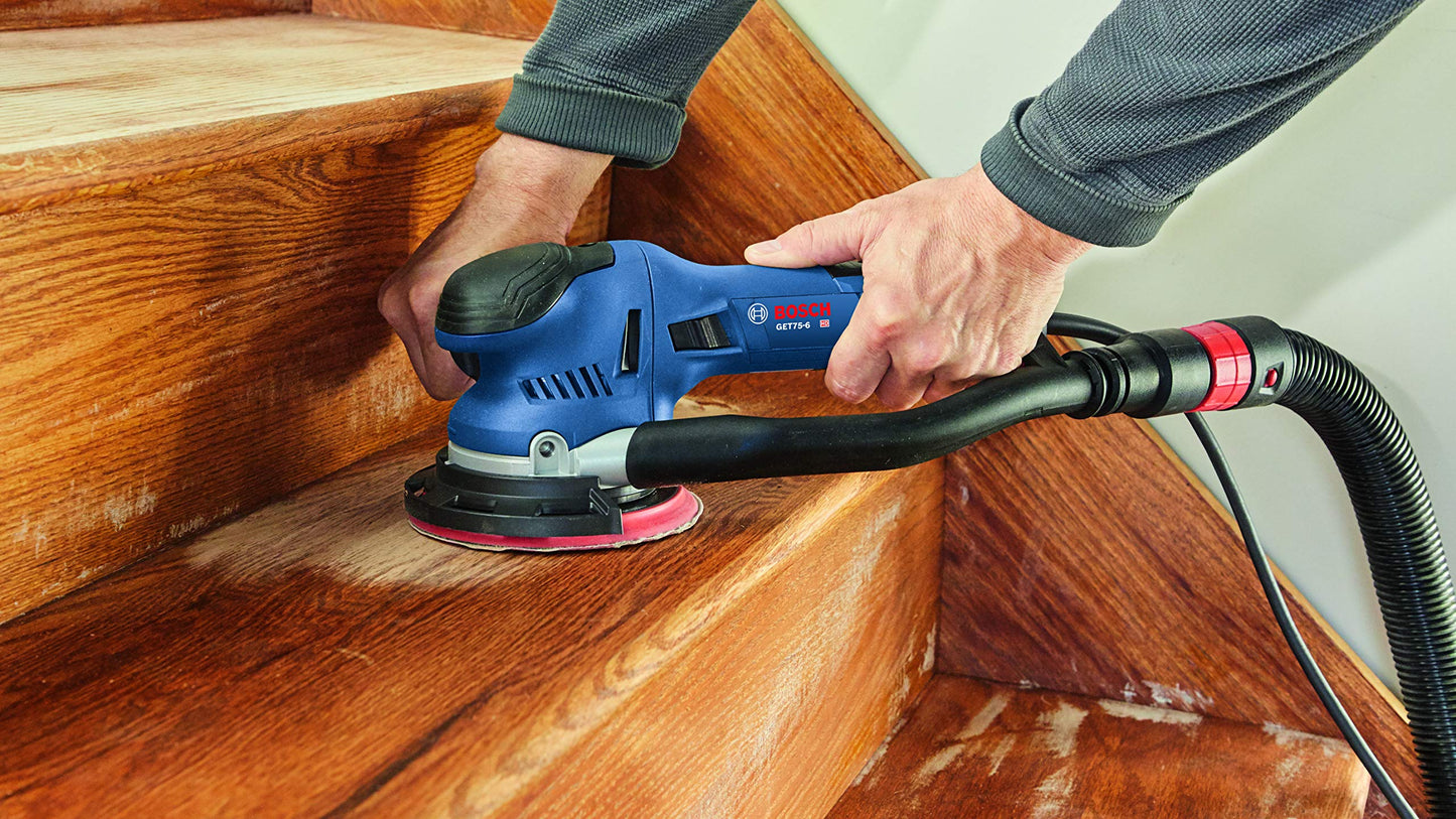 BOSCH GET75-6N Electric Orbital Sander, Polisher - 7.5 Amp, Corded, 6 Inch Disc Size - Dual-Mode: Random Orbit & Turbo