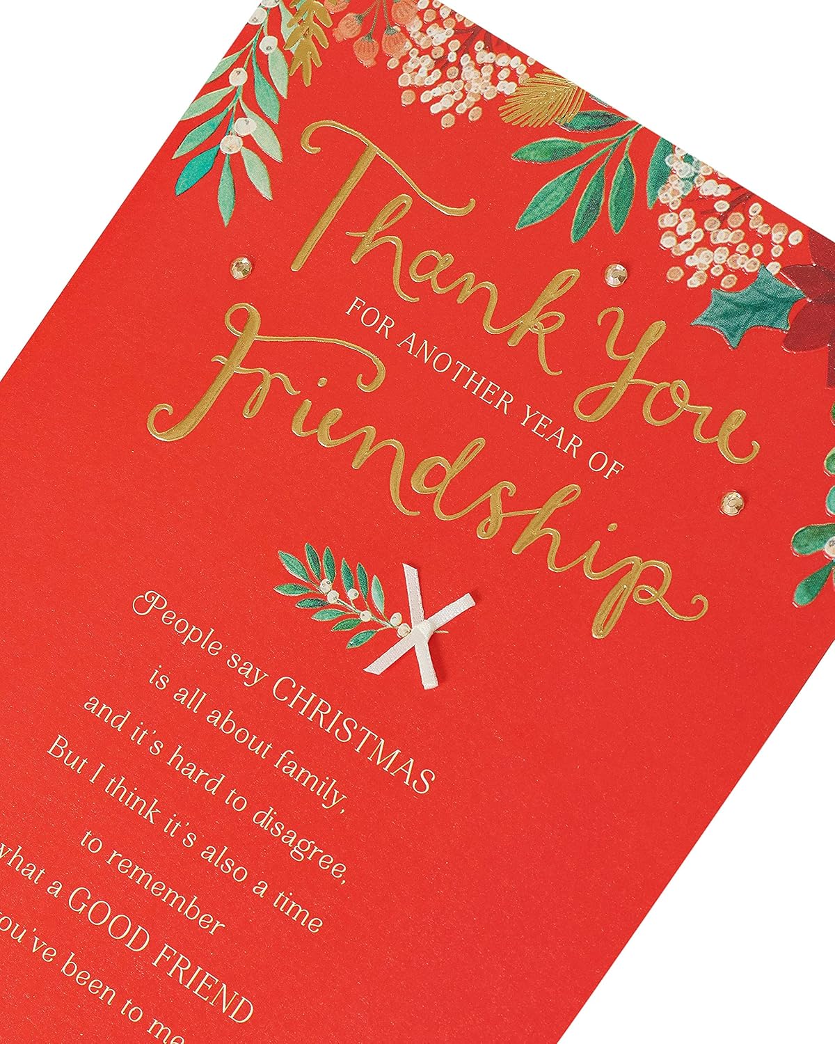 UK Greetings Friendship Christmas Card - Heartfelt Holiday Wishes - Multi-Color Design