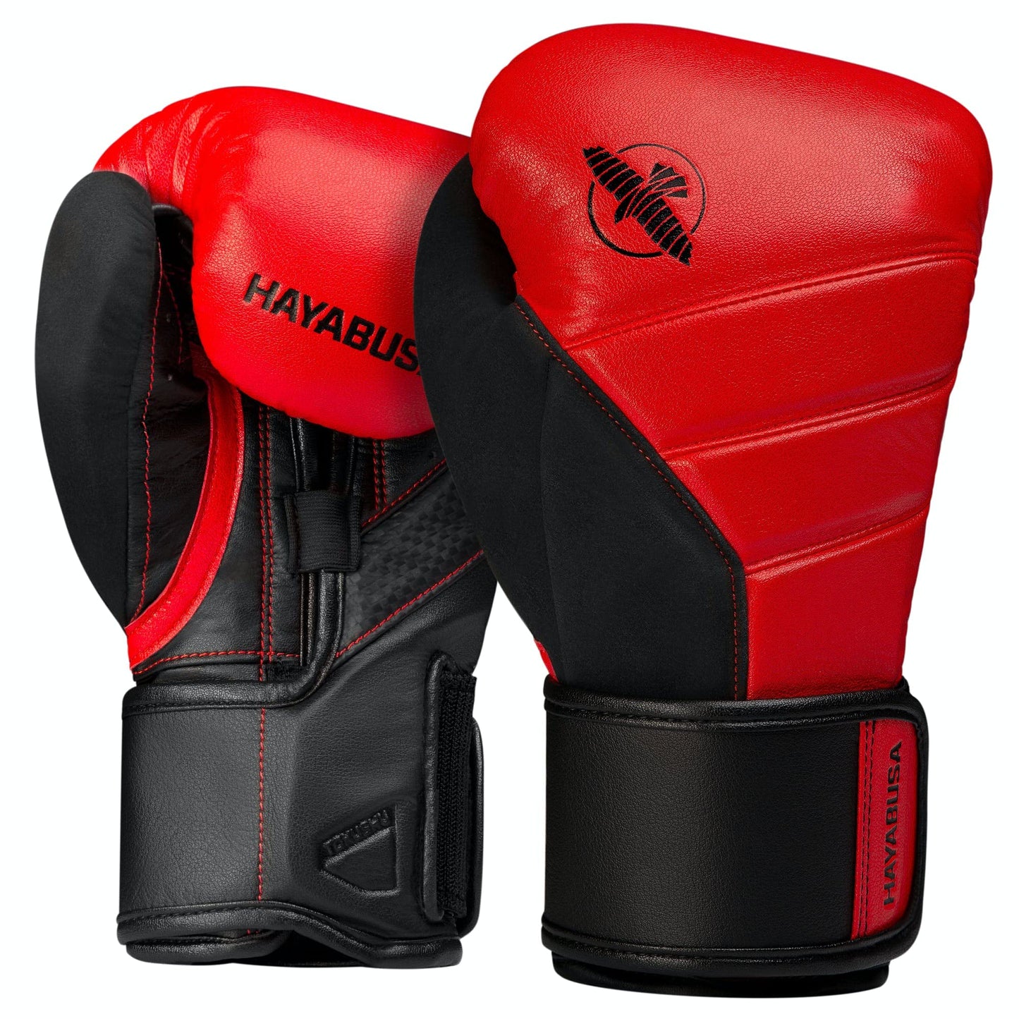 Hayabusa T3 Boxing Gloves for Men and Women Wrist and Knuckle Protection, Dual-X Hook and Loop Closure, Splinted Wrist Support, 5 Layer Foam Knuckle Padding - Red/Black, 18 oz
