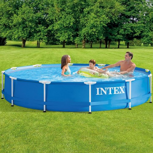 INTEX Above Ground Pool Set - 12 ft x 30 in Round Swimming Pool with Steel Frame & 530 GPH Pump