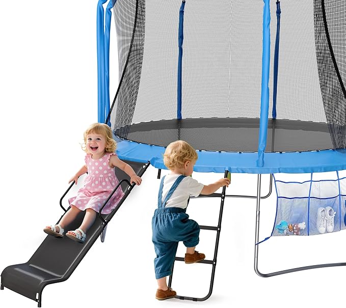 Universal Trampoline Slide 60" * 20" Slide with 2 Iron Plasticized Handles Buffer Bottom Wear-Resistant Fabric Safety Ladder for Kids and Toddle