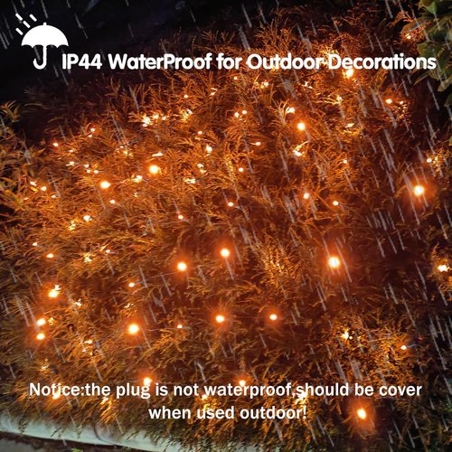 HISHINY Halloween Lights - 100 LED Orange Net Lights | Waterproof, Connectable Design for Outdoor Decor