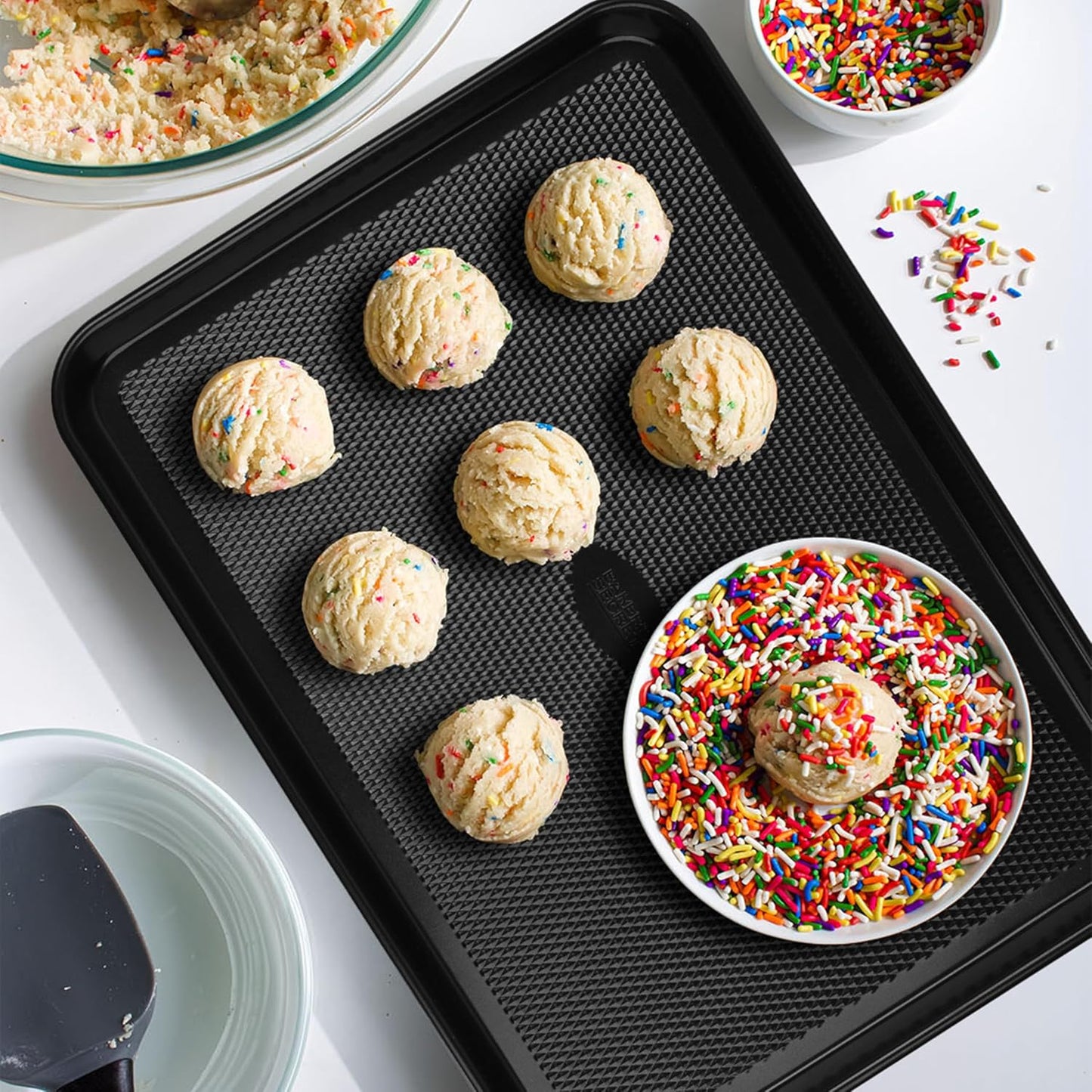 Baker's Secret Baking Sheet Pan Set - 3 Premium Cookie Sheets with Diamond Texture | Extra Thick, PFOA-Free