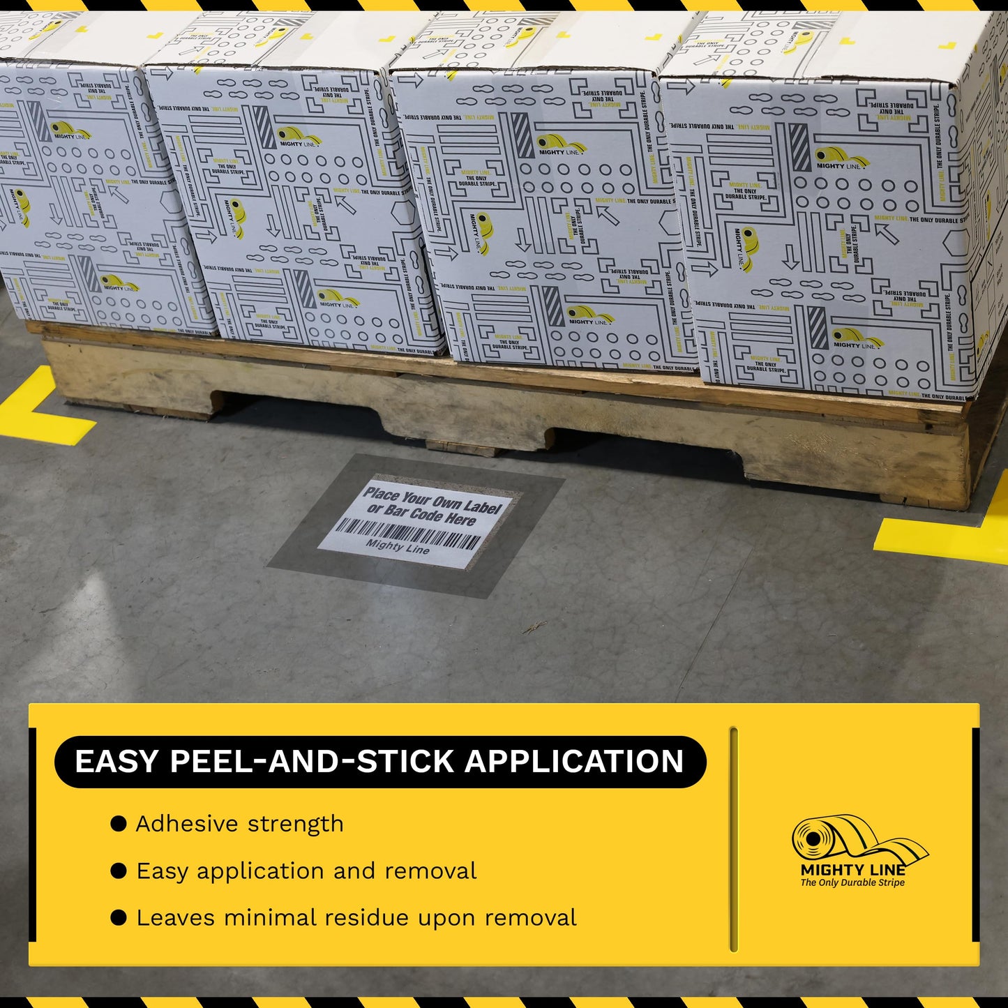 Mighty Line Clear Label Protectors Covers for Sealing Barcode Stickers, Industrial, Warehouse, 5S Supplies, Peel and Stick Adhesive for Floor Marking, 6" Wide x 10" Long, Pack of 100