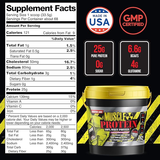 Muscle Whey Protein Flavored Protein Powder, 25,000mg Amino Acids/Serving, Cold Filtered(Packaging May Vary) (12 Pound (Bucket), Cookies & Cream)