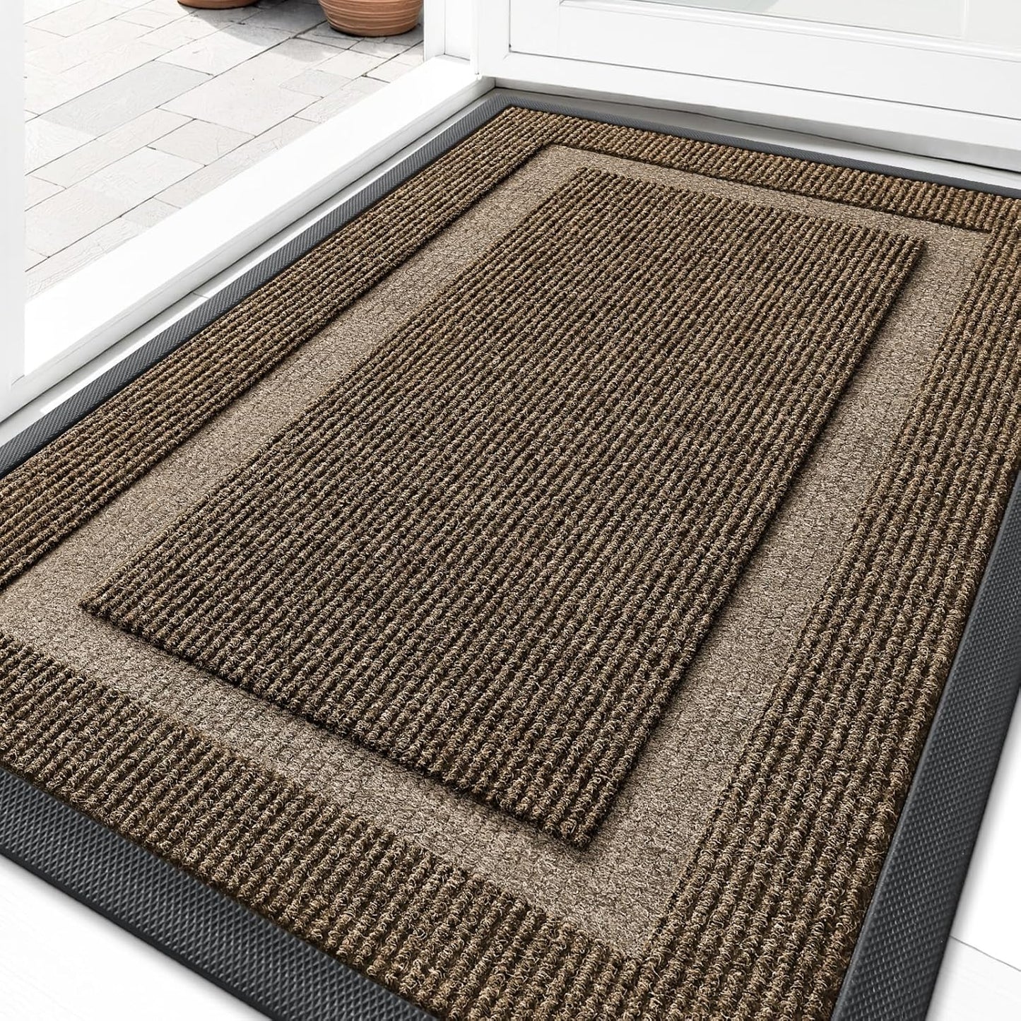 OLANLY Waterproof Front Door Mat | All-Season, Fade Resistant, Easy Clean, 36x24, Brown